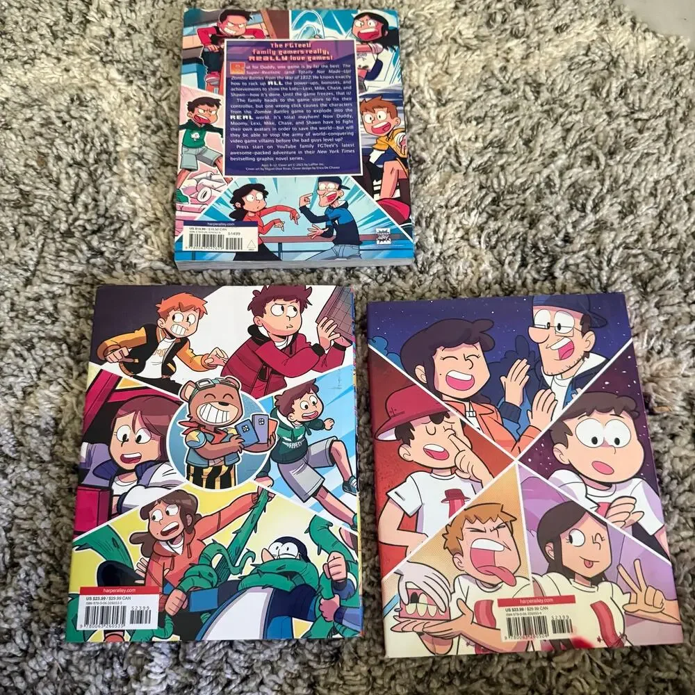 FGTeev lot of 3 Books Graphic Novels Saves the World Out of Time Blasts Off